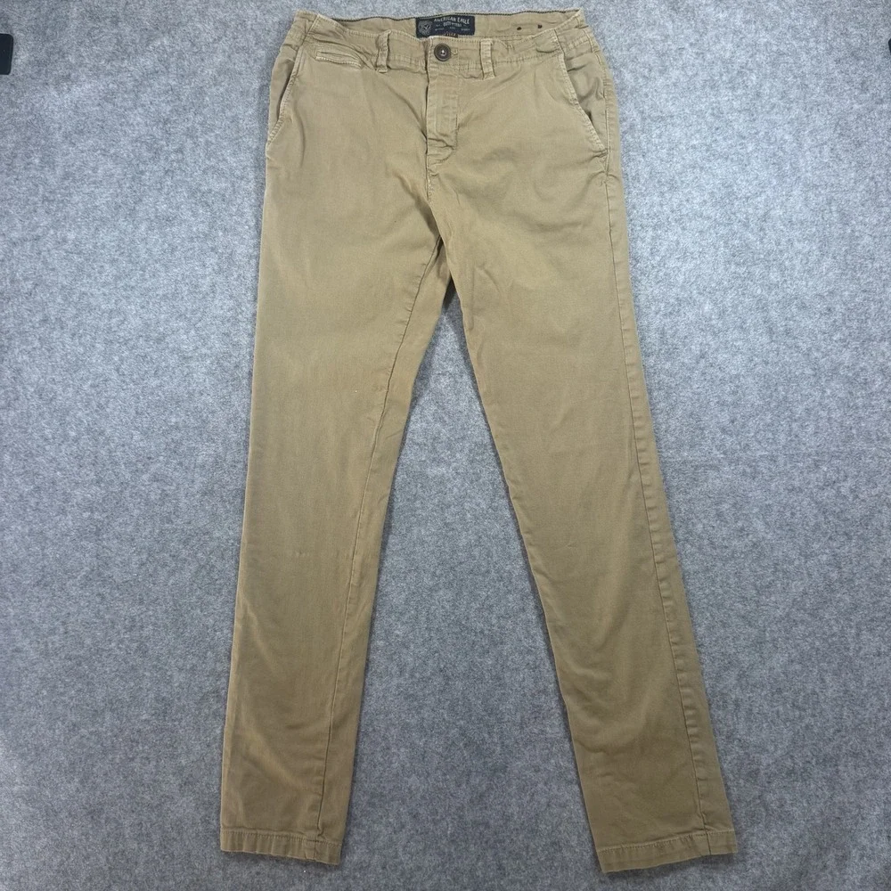 American Eagle Active Flex Super Skinny Pants 29x32 Tan Khaki Stretch Cotton